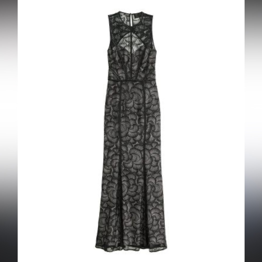 H&M Black Elegant Lace Evening Gown Maxi Dress Size 8